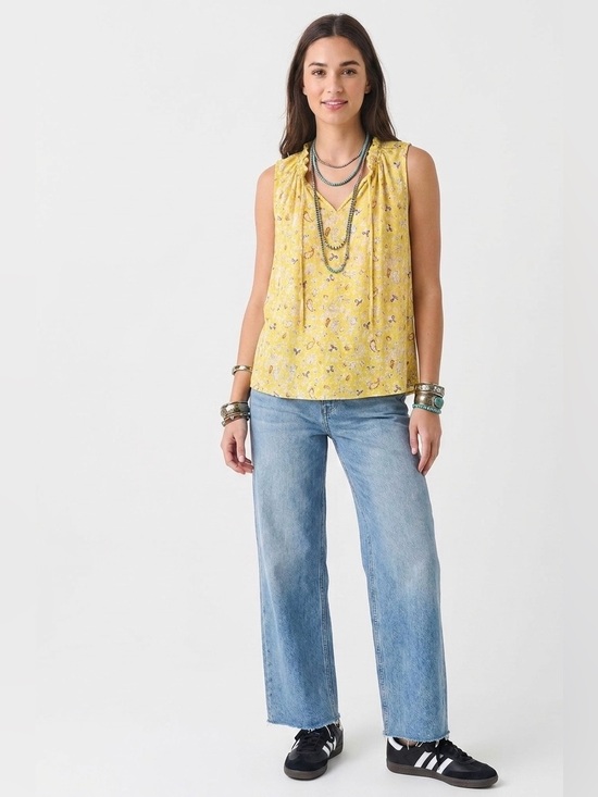 MELLODAY Tops - MELLODAY $38 Yellow Floral Ruffle Tie-Neck Blouse XL Boho